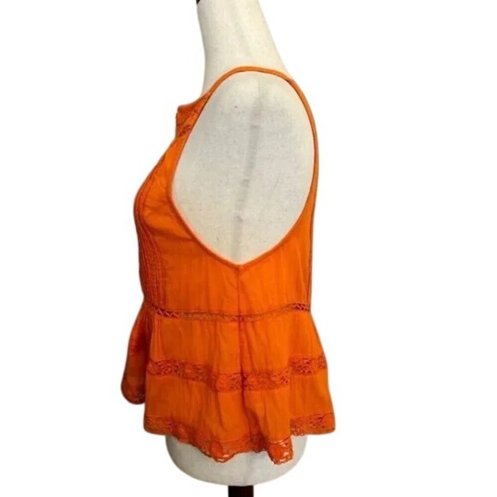 Free People Constant Crush Orange Pleated Top - Picture 4 of 6